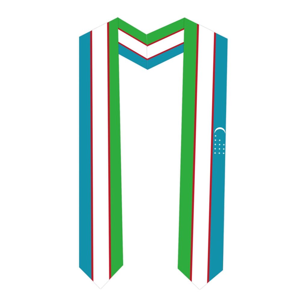 2053 Uzbekistan National Flag Graduation Stole Embroidery Sash for Study